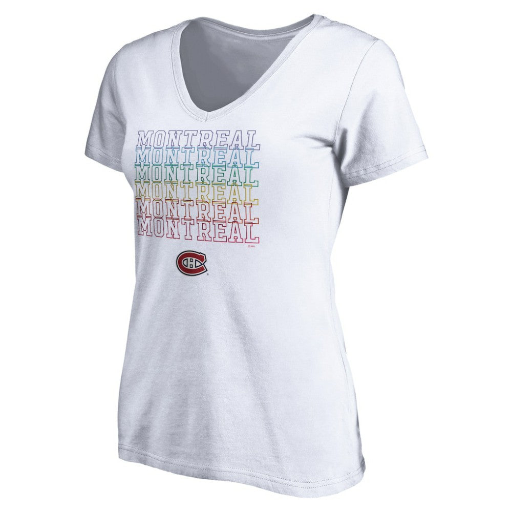 Montreal Canadiens Women's City Pride V-Neck T-Shirt - White T-shirts