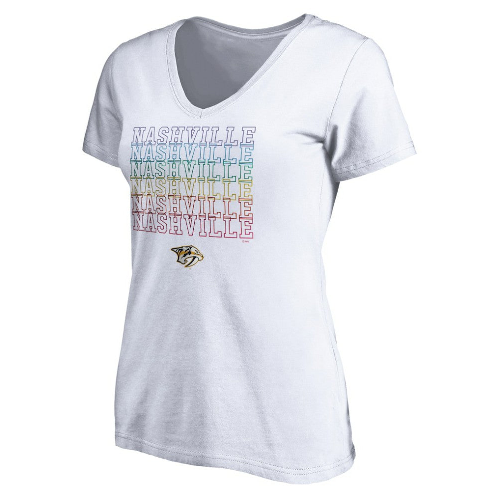 Nashville Predators Women's City Pride V-Neck T-Shirt - White T-shirts