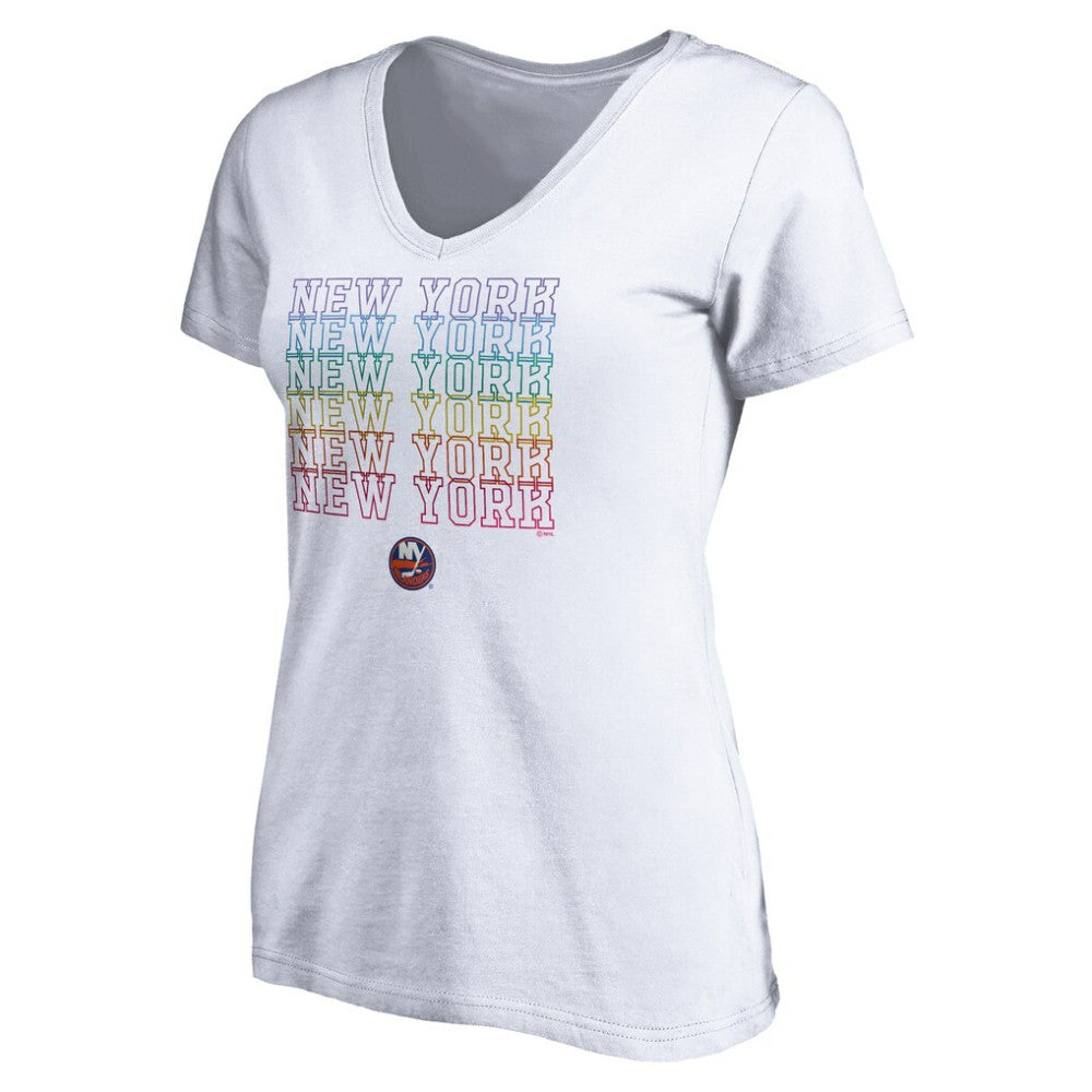 New York Islanders Women's City Pride V-Neck T-Shirt - White T-shirts
