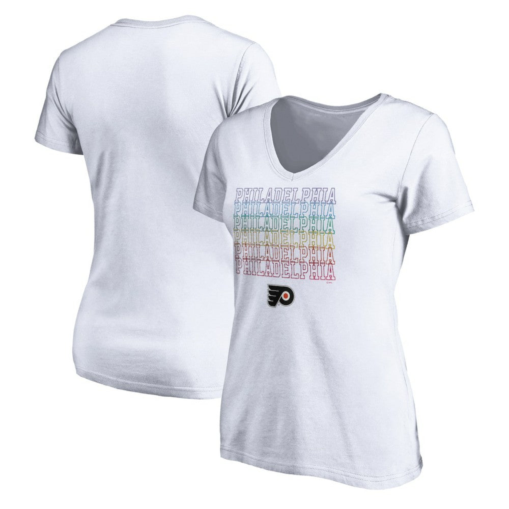 Philadelphia Flyers Women's City Pride V-Neck T-Shirt - White T-shirts