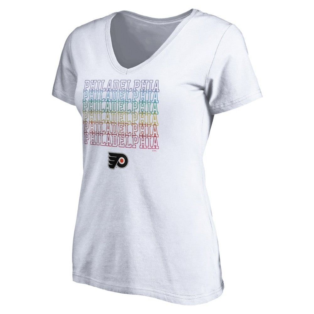 Philadelphia Flyers Women's City Pride V-Neck T-Shirt - White T-shirts