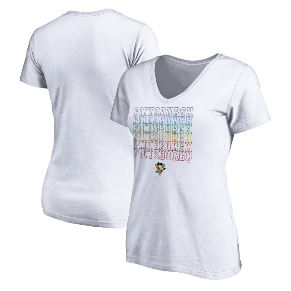 Pittsburgh Penguins Women's City Pride V-Neck T-Shirt - White T-shirts