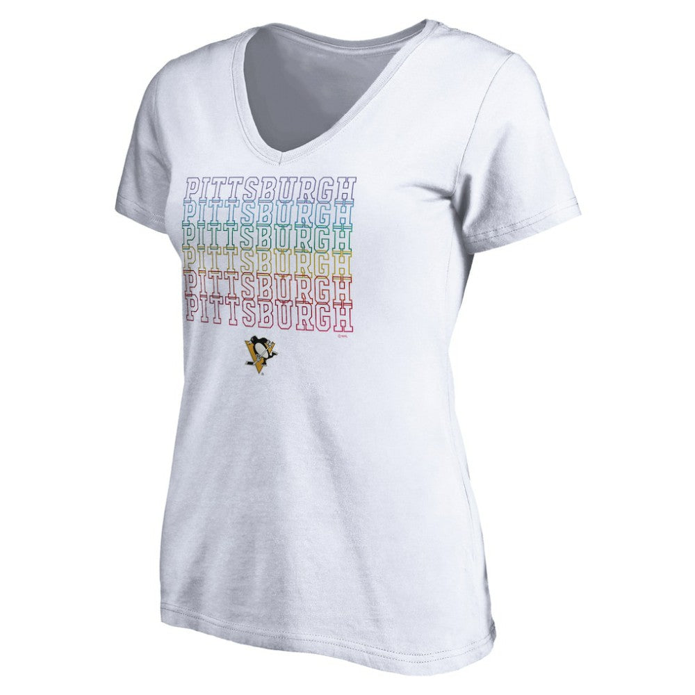Pittsburgh Penguins Women's City Pride V-Neck T-Shirt - White T-shirts