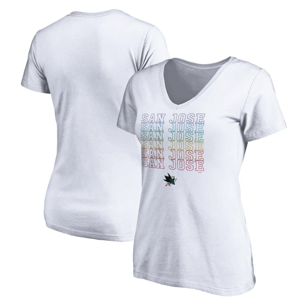 San Jose Sharks Women's City Pride V-Neck T-Shirt - White T-shirts