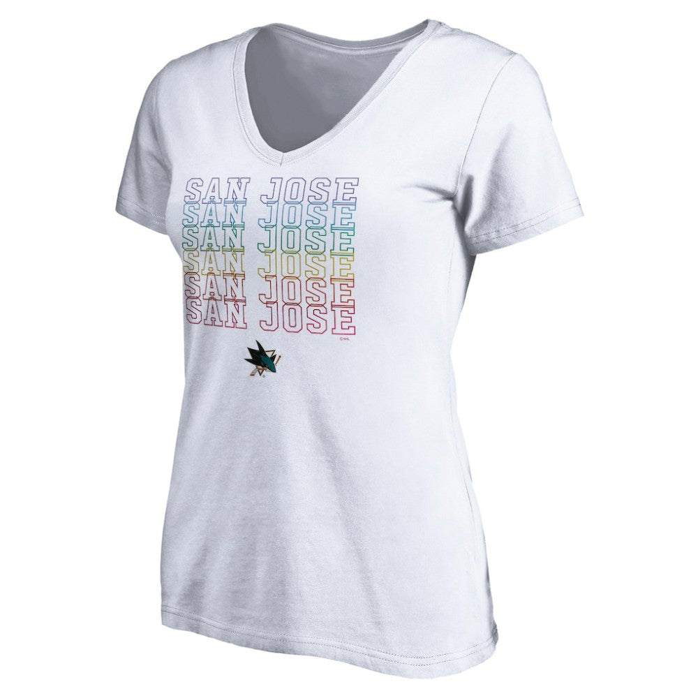 San Jose Sharks Women's City Pride V-Neck T-Shirt - White T-shirts