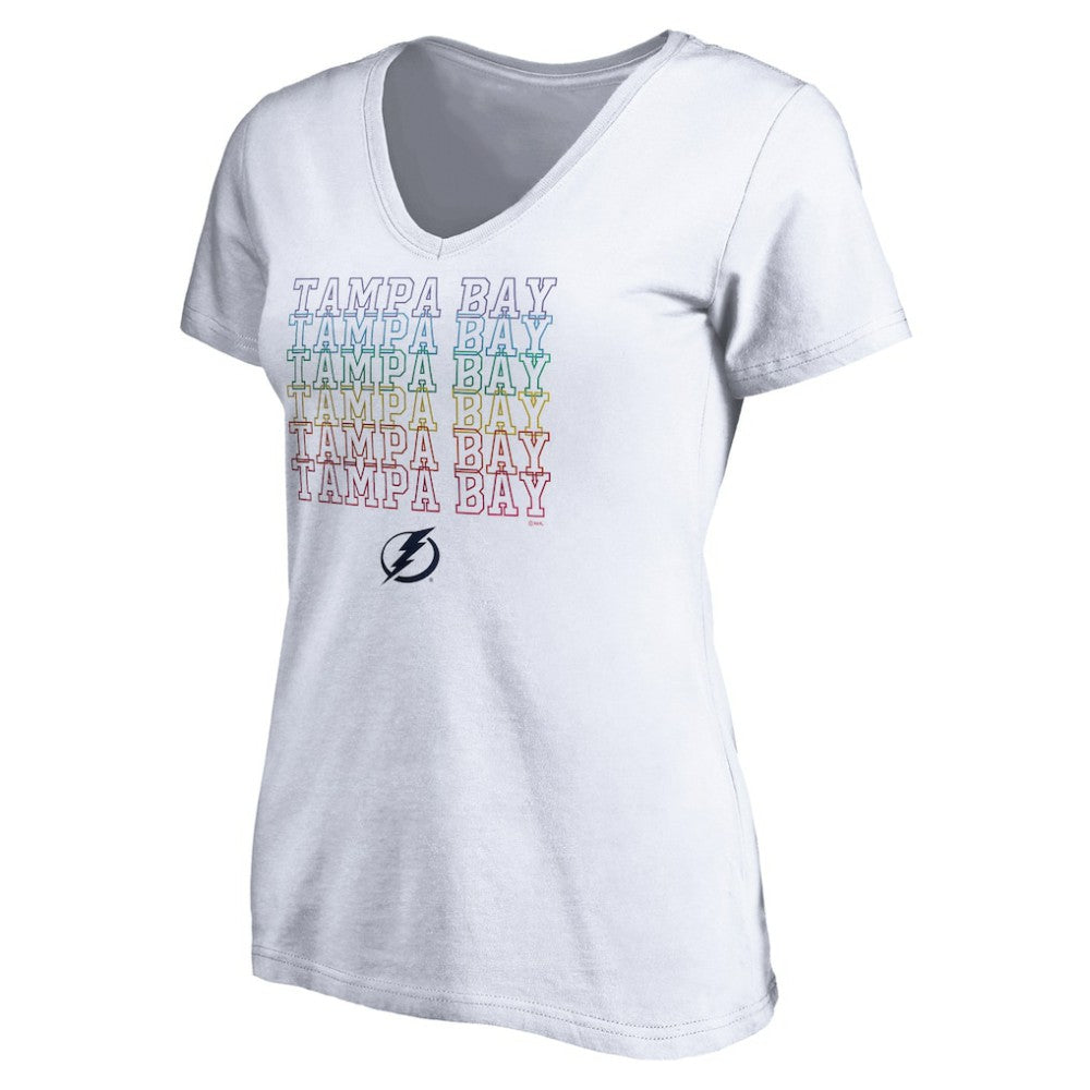 Tampa Bay Lightning Women's City Pride V-Neck T-Shirt - White T-shirts