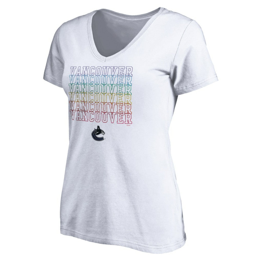Vancouver Canucks Women's City Pride V-Neck T-Shirt - White T-shirts