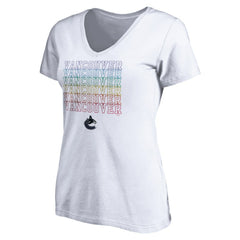 Vancouver Canucks Women's City Pride V-Neck T-Shirt - White T-shirts