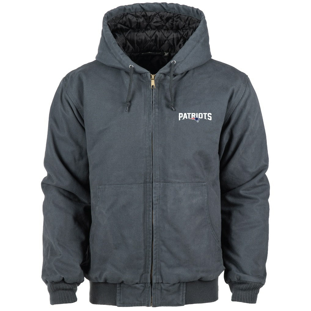 New England Patriots Dunbrooke Big & Tall Dakota Canvas Hoodie Full-Zip Jacket - Charcoal for sale