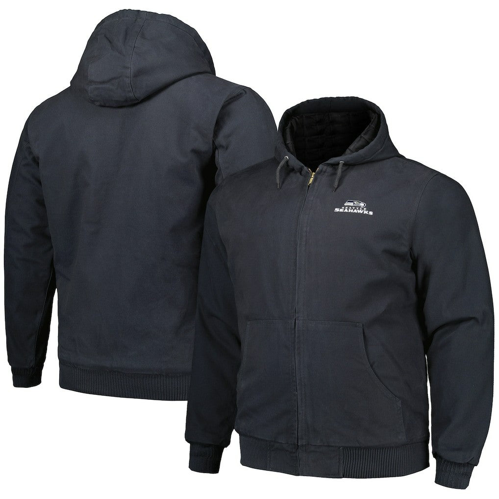 Seattle Seahawks Dunbrooke Big & Tall Dakota Canvas Hoodie Full-Zip Jacket - Charcoal cheap