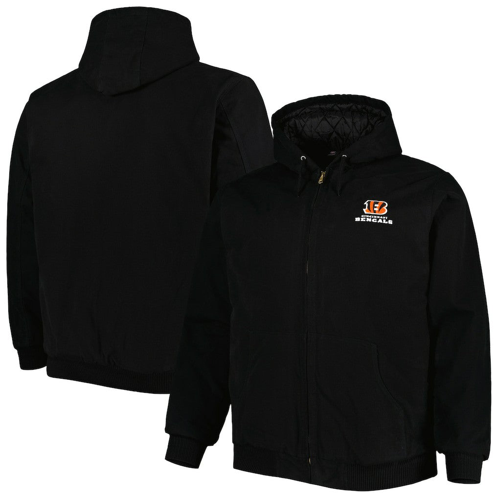 Cincinnati Bengals Dunbrooke Big & Tall Dakota Canvas Hoodie Full-Zip Jacket - Black online