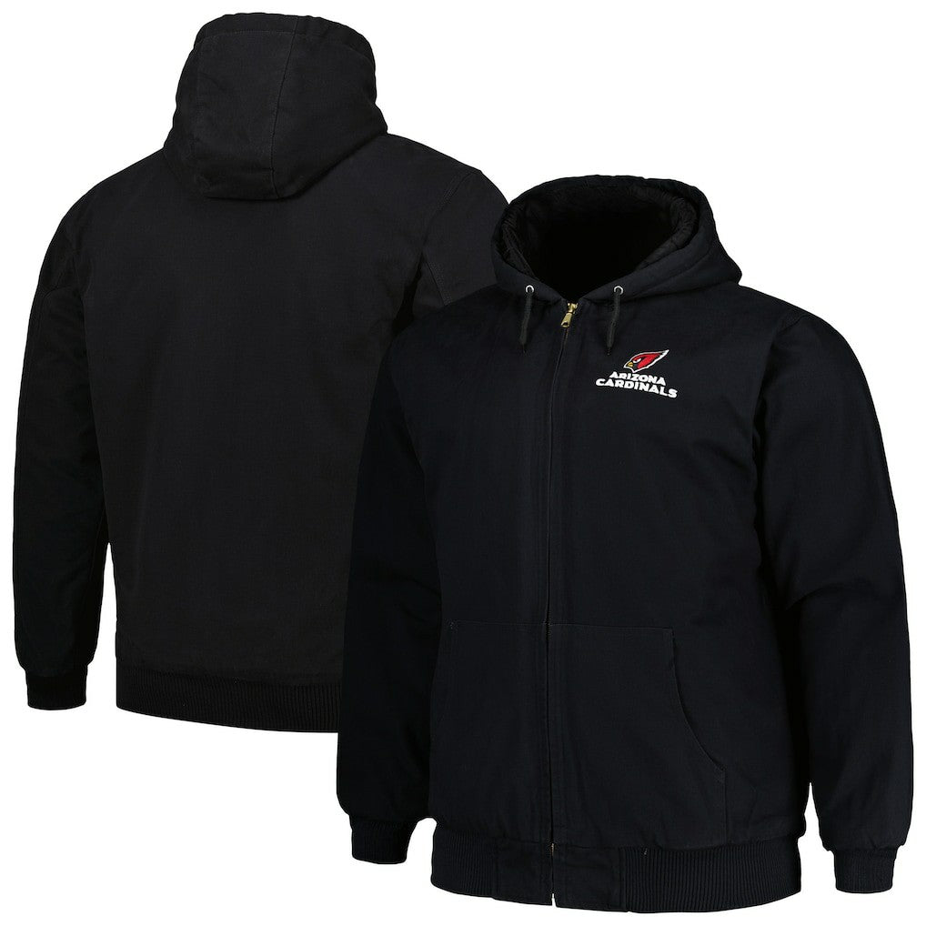 Arizona Cardinals Dunbrooke Big & Tall Dakota Canvas Hoodie Full-Zip Jacket - Black outlet