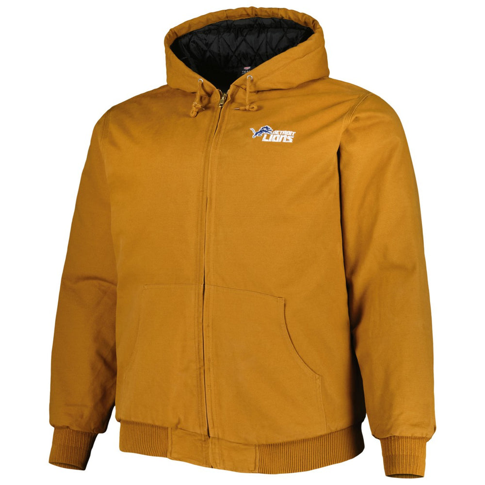 Detroit Lions Dunbrooke Big & Tall Dakota Canvas Hoodie Full-Zip Jacket - Tan for sale