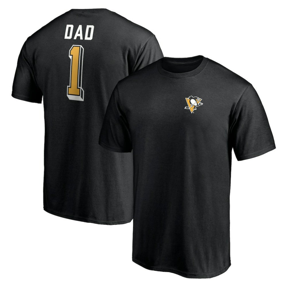 Pittsburgh Penguins Number One Dad Logo T-Shirt - Black T-shirts