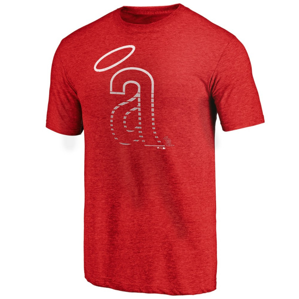 California Angels Cooperstown Weathered Logo Tri-Blend T-Shirt Red