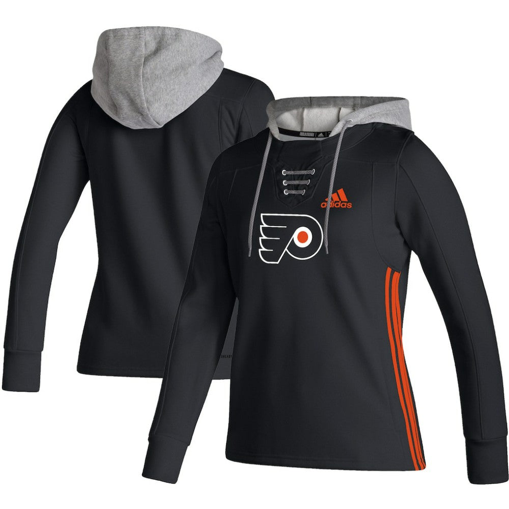Philadelphia Flyers adidas Women's Skate Lace AEROREADY Pullover Hoodie - Black Hoodies