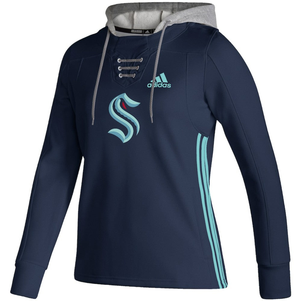 Seattle Kraken adidas Women's Skate Lace AEROREADY Pullover Hoodie - Deep Sea Blue Hoodies