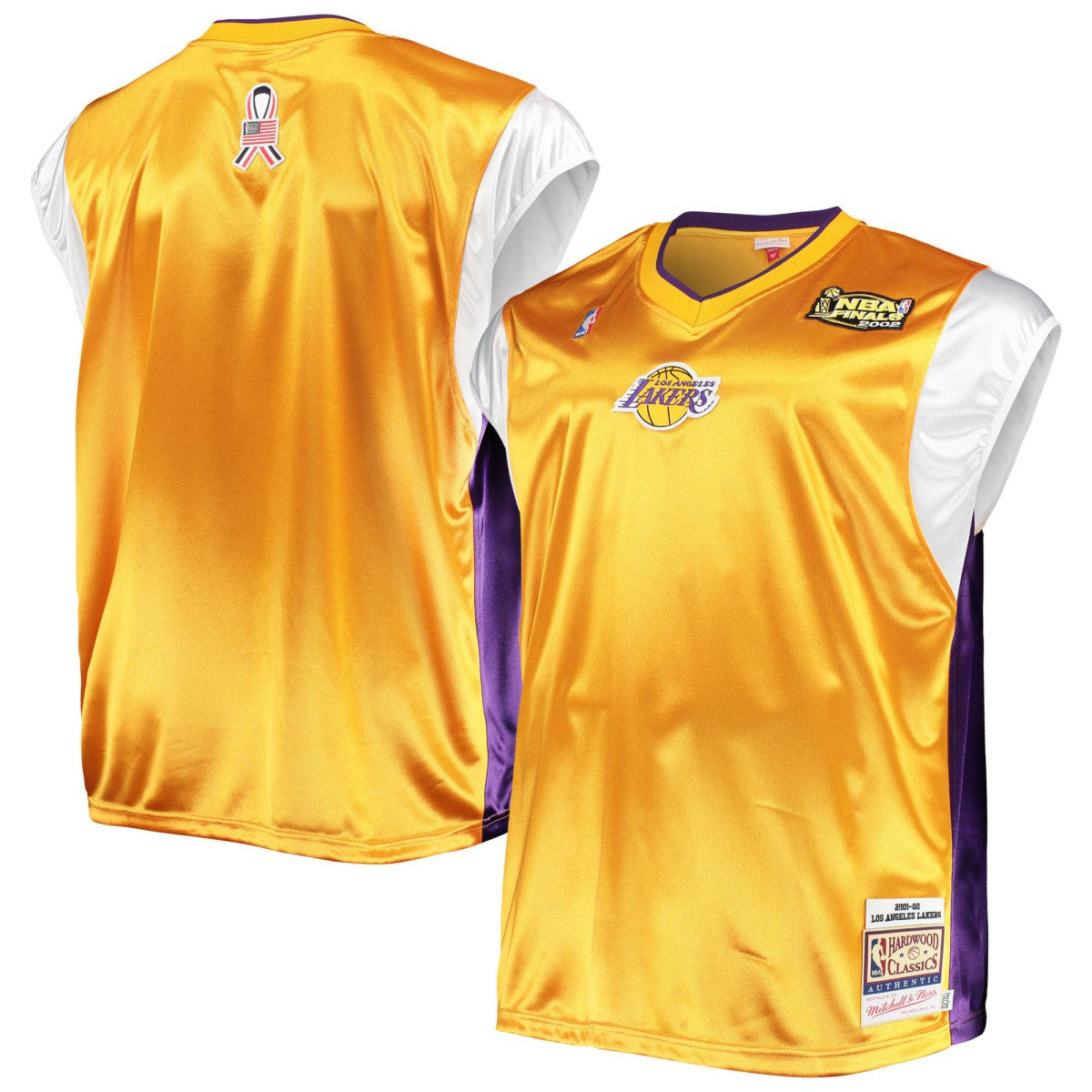 Los Angeles Lakers Hardwood Classics Big & Tall On-Court Shooting V-Neck Shirt - Gold/Purple sale