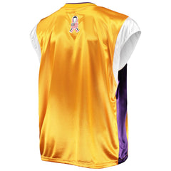 Los Angeles Lakers Hardwood Classics Big & Tall On-Court Shooting V-Neck Shirt - Gold/Purple sale