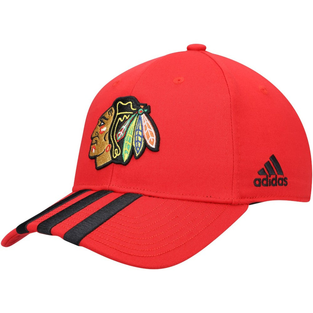 Chicago Blackhawks adidas Locker Room Three Stripe Adjustable Hat - Red Hats