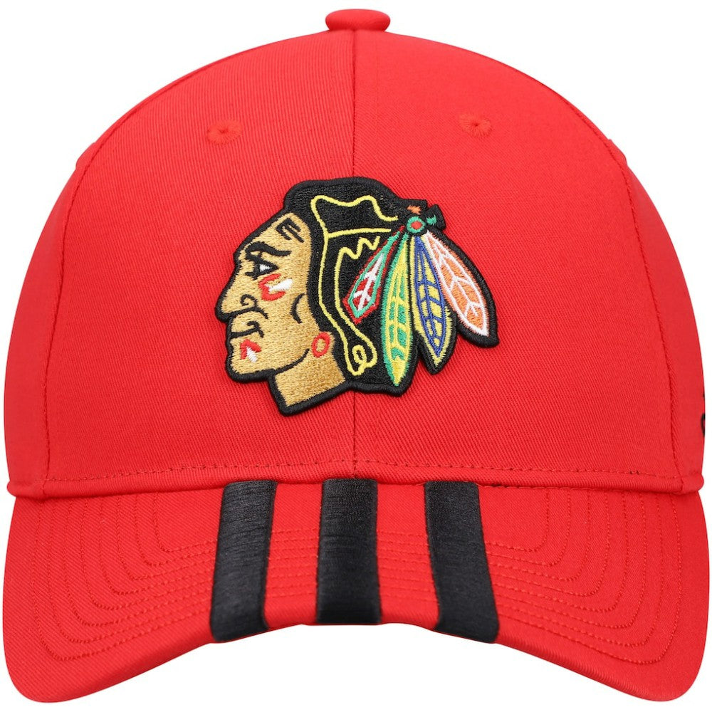 Chicago Blackhawks adidas Locker Room Three Stripe Adjustable Hat - Red Hats