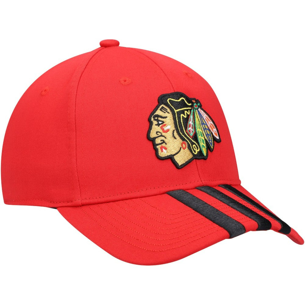 Chicago Blackhawks adidas Locker Room Three Stripe Adjustable Hat - Red Hats