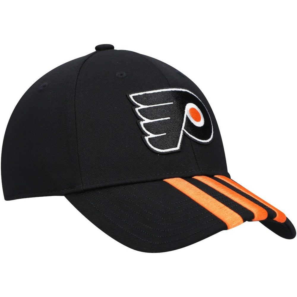 Philadelphia Flyers adidas Locker Room Three Stripe Adjustable Hat - Black Hats