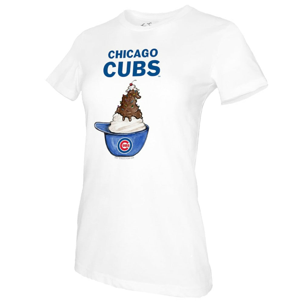 Chicago Cubs Tiny Turnip Women's Sundae Helmet T-Shirt White