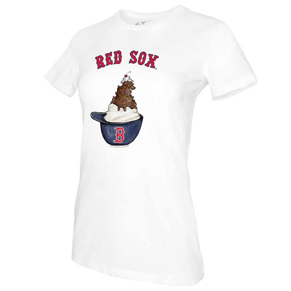 Boston Red Sox Tiny Turnip Women's Sundae Helmet T-Shirt White