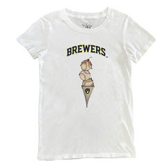 Milwaukee Brewers Tiny Turnip Women's Triple Scoop T-Shirt White