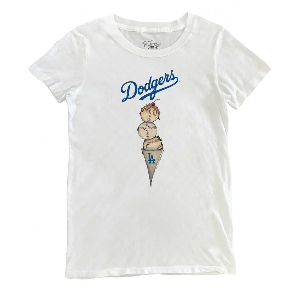 Los Angeles Dodgers Tiny Turnip Women's Triple Scoop T-Shirt White
