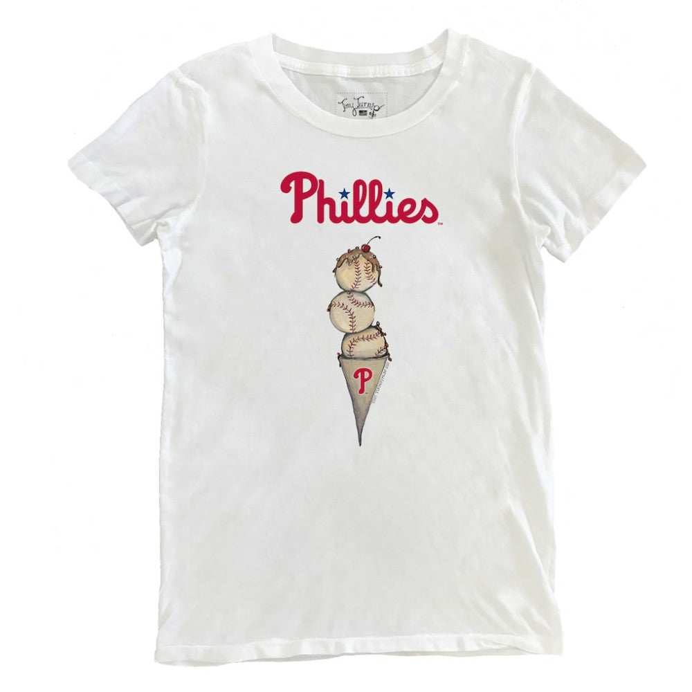 Philadelphia Phillies Tiny Turnip Women's Triple Scoop T-Shirt White