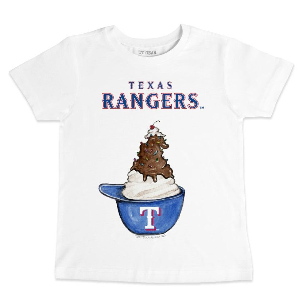 Texas Rangers Tiny Turnip Youth Sundae Helmet T-Shirt White