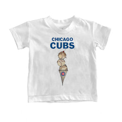 Chicago Cubs Tiny Turnip Youth Triple Scoop T-Shirt White
