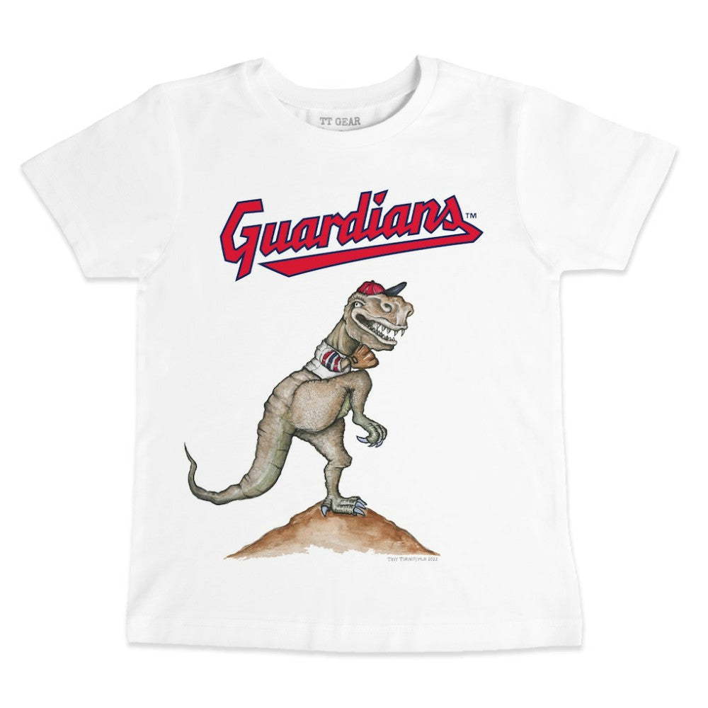 Cleveland Guardians Tiny Turnip Youth TT Rex T-Shirt White