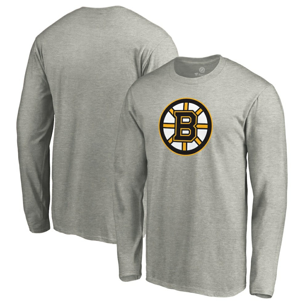 Boston Bruins Primary Logo Long Sleeve T-Shirt - Heather Gray T-shirts