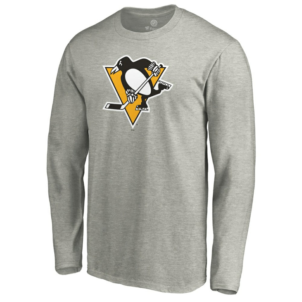 Pittsburgh Penguins Primary Logo Long Sleeve T-Shirt - Heather Gray T-shirts