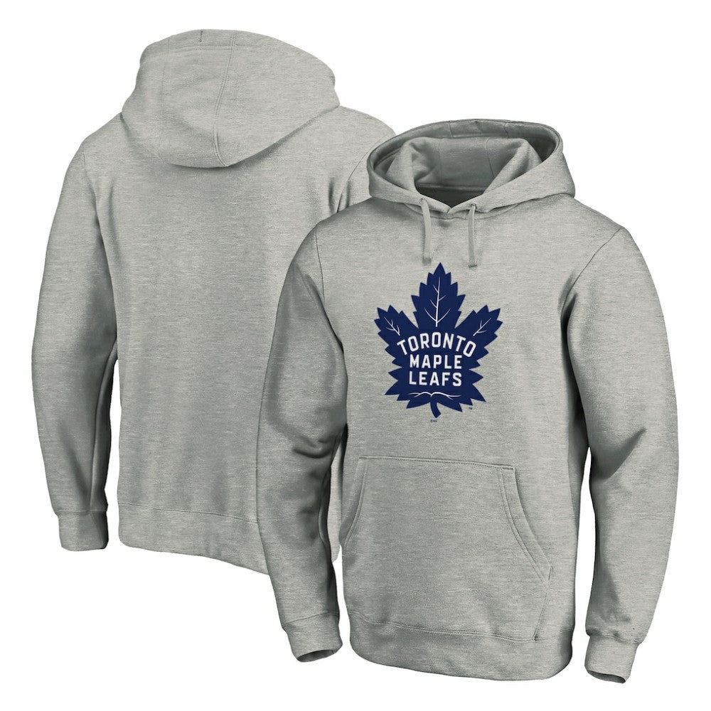Toronto Maple Leafs Primary Team Logo Fleece Fitted Pullover Hoodie - Heather Gray Hoodies