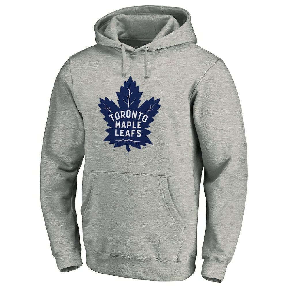 Toronto Maple Leafs Primary Team Logo Fleece Fitted Pullover Hoodie - Heather Gray Hoodies
