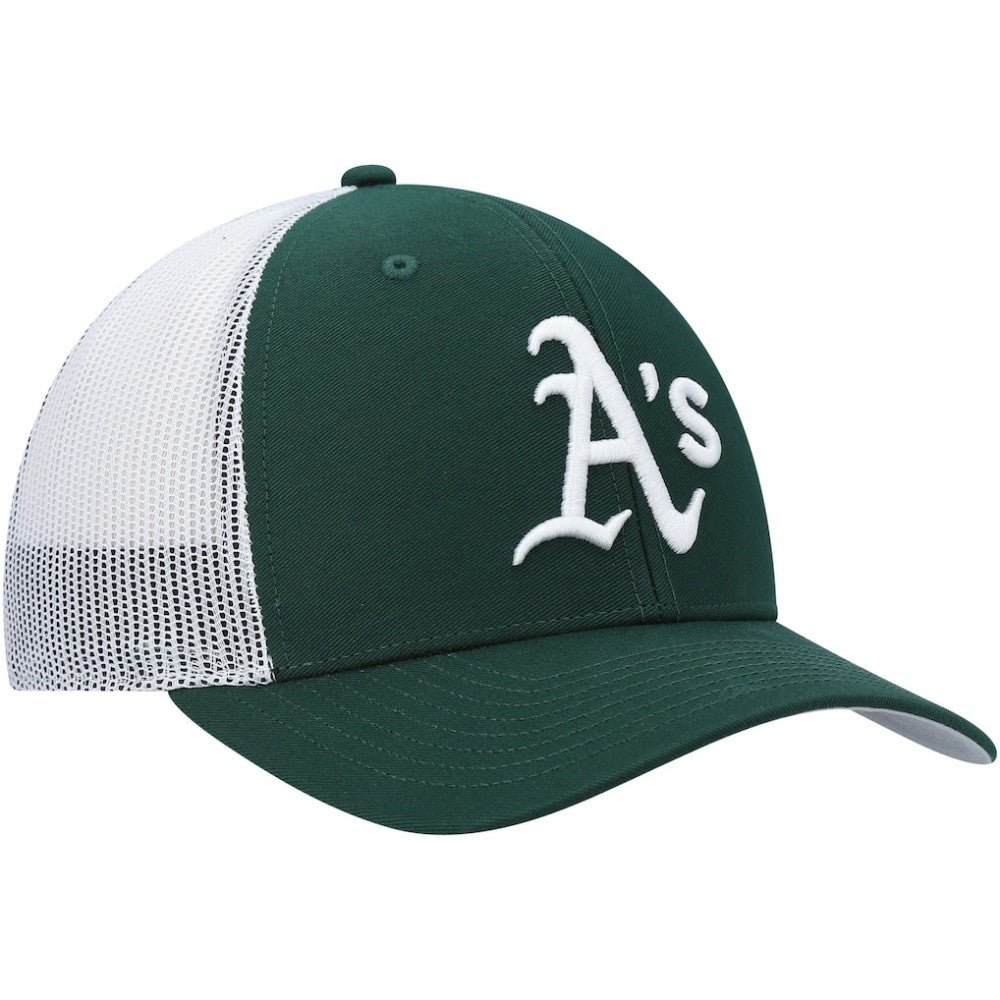 Athletics Primary Logo Trucker Snapback Hat Green/White