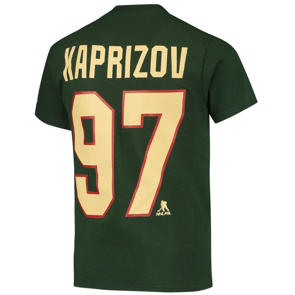 Kirill Kaprizov Minnesota Wild Youth Player Name & Number T-Shirt - Green T-shirts