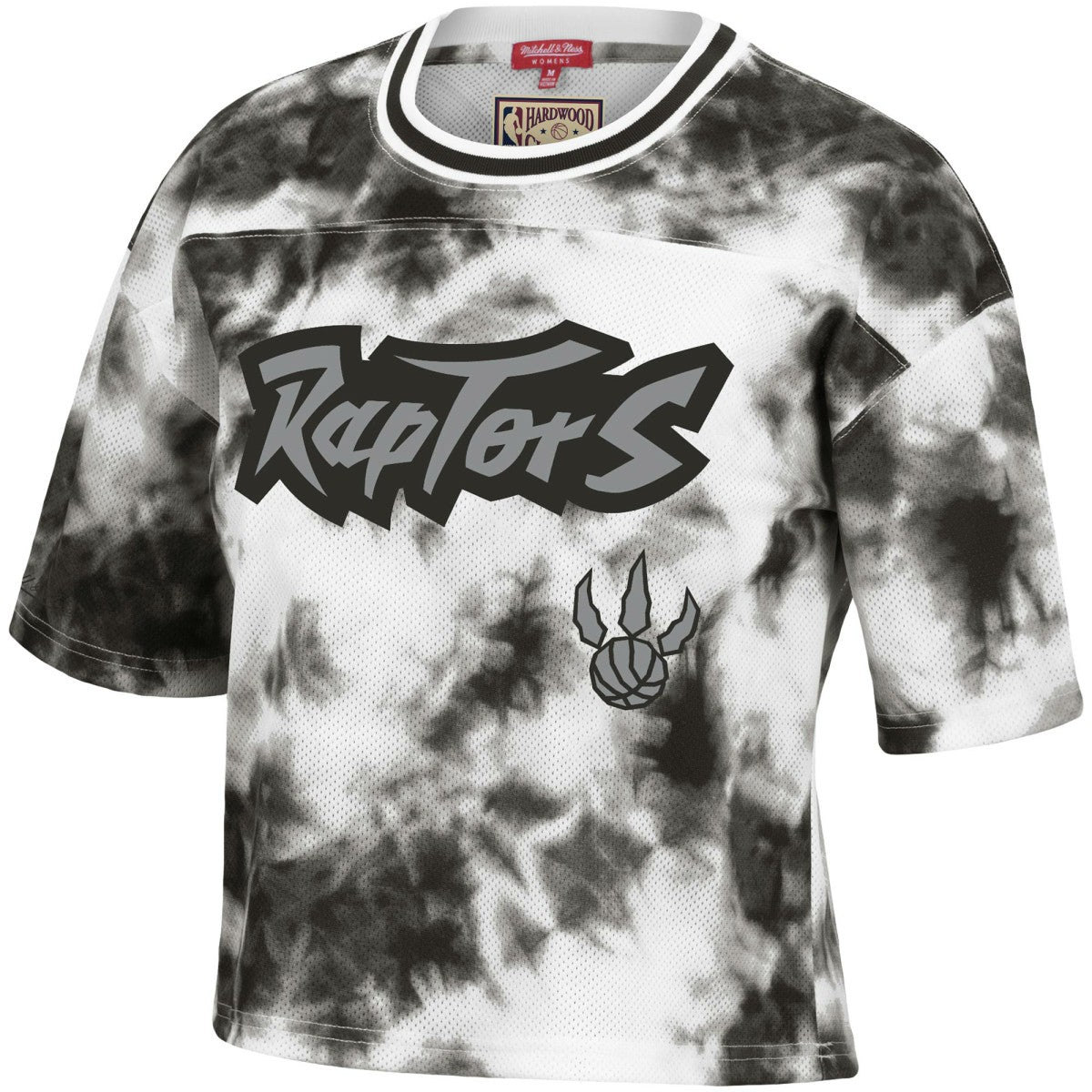 Toronto Raptors Women's Hardwood Classics Tie-Dye Cropped T-Shirt - Black/White for sale