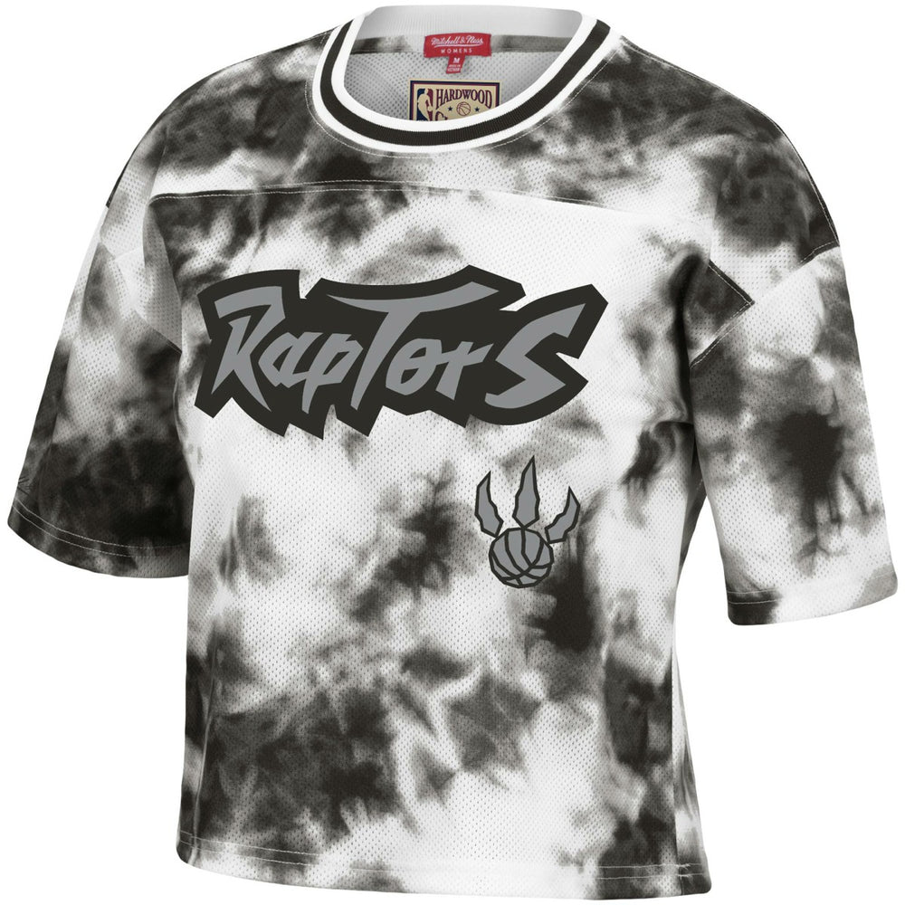 Toronto Raptors Women's Hardwood Classics Tie-Dye Cropped T-Shirt - Black/White for sale
