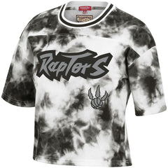 Toronto Raptors Women's Hardwood Classics Tie-Dye Cropped T-Shirt - Black/White for sale