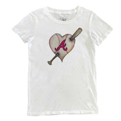 Atlanta Braves Tiny Turnip Women's Heart Bat T-Shirt White