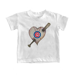 Chicago Cubs Tiny Turnip Youth Heart Bat T-Shirt White