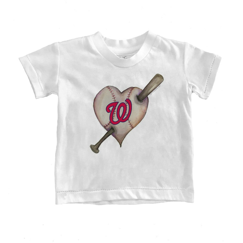Washington Nationals Tiny Turnip Youth Heart Bat T-Shirt White