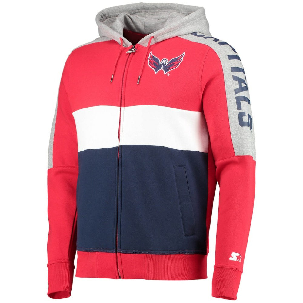 Washington Capitals Starter Playoffs Color Block Full-Zip Hoodie - Red/Navy Hoodies