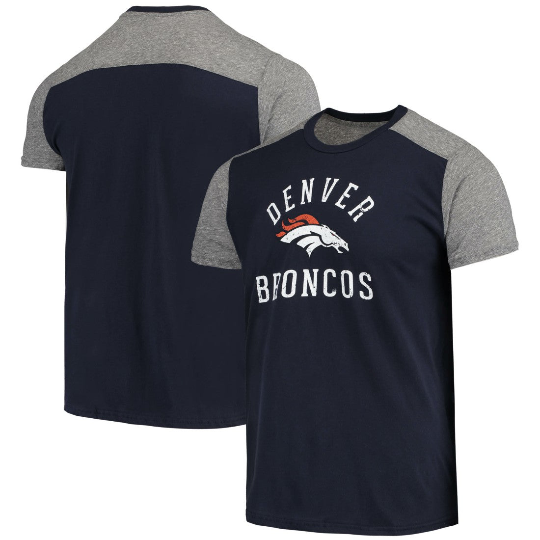 Denver Broncos Majestic Threads Field Goal Slub T-Shirt - Navy/Gray on sale