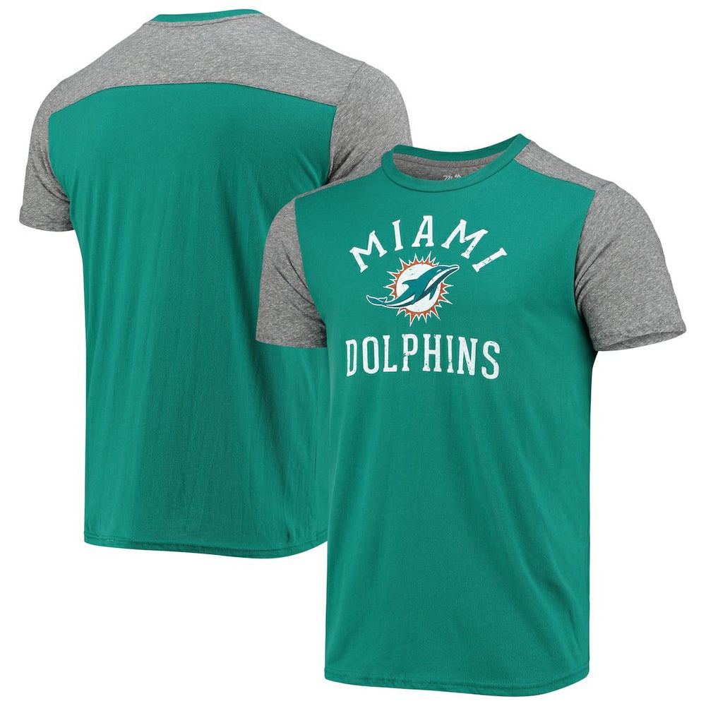 Miami Dolphins Majestic Threads Field Goal Slub T-Shirt - Aqua/Gray cheap